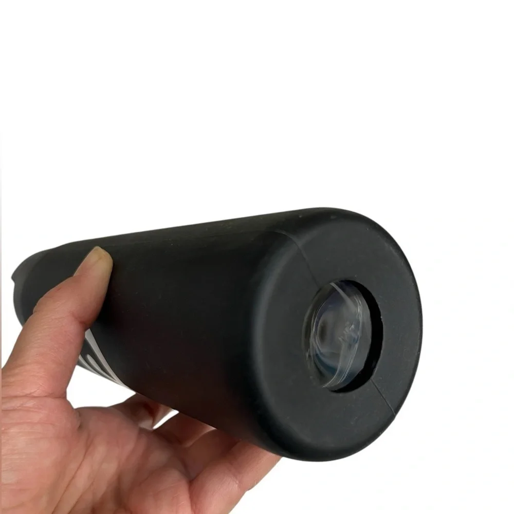 NEW Peleton Water Bottle 16 oz insulated Glass black silicone with paper inside